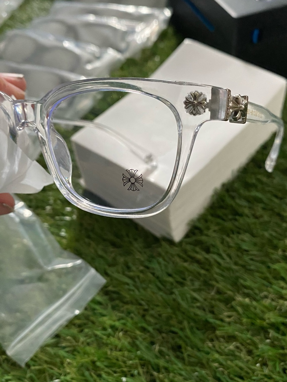 Chrome Hearts Clear Transparent Frame Glasses with Silver Accents